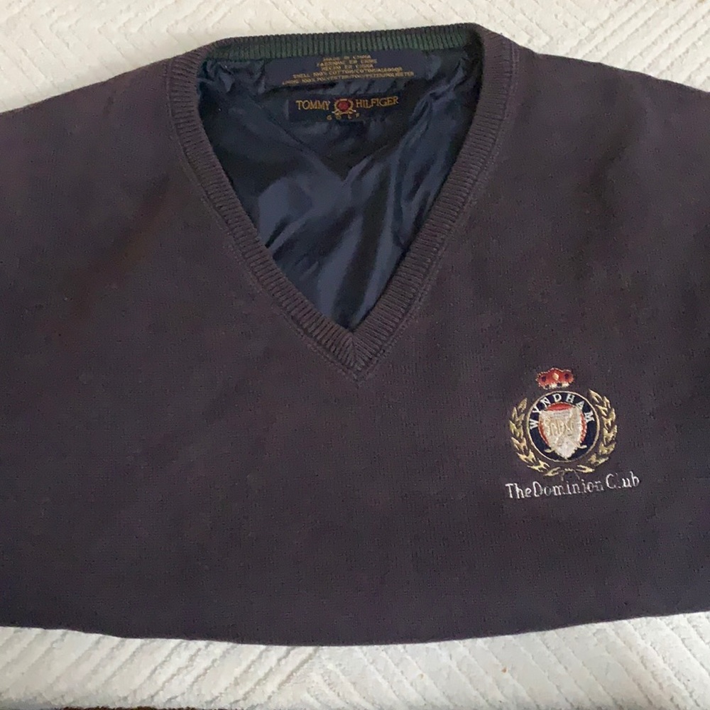 TH Navy Blue Lined Golf Vest Sz L